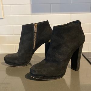 Michael Kors Black Suede Heeled Booties | Size 8